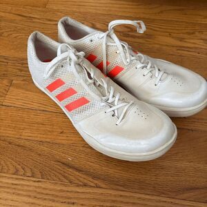 Adidas Mens 11 Track Cleats lace up white pink